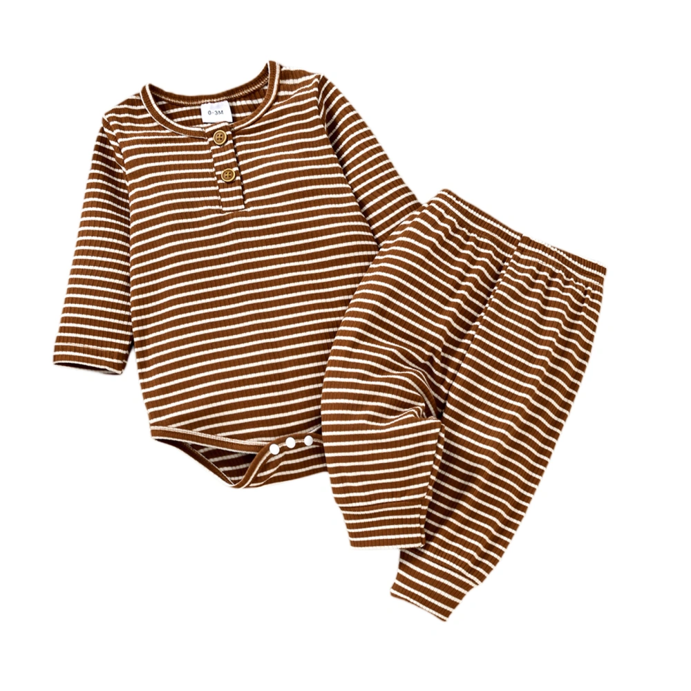 Infant Boys 2 Pieces Outfit, Solid Color/Stripe Rompers + Long Pants