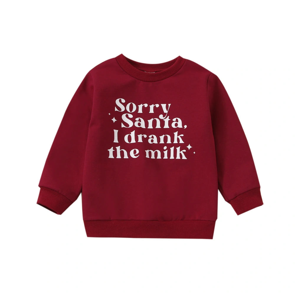 Baby Girls Christmas Sweatshirt Long Sleeve Letters Print Pullover