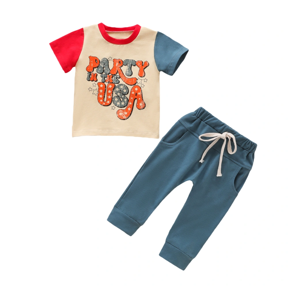 Independence Day Baby Boys Outfit Letter Print T-Shirt and Pants Set