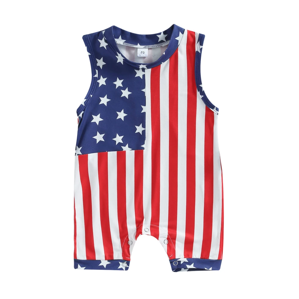 Girls Boys Romper Baby Summer Sleeveless Star Striped Jumpsuit 