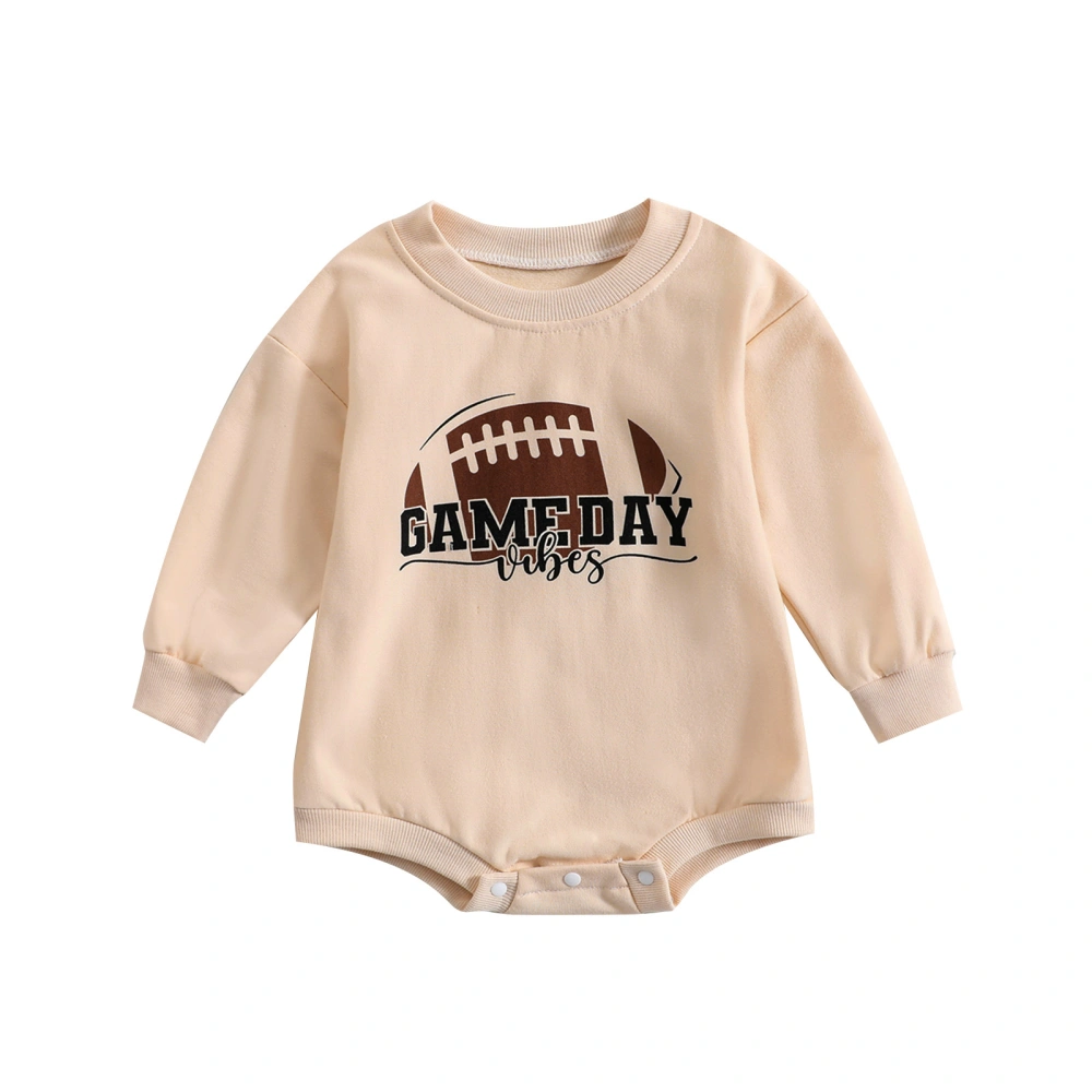 Baby Fall Winter Romper, Long Sleeve Football Letter Print Bodysuit