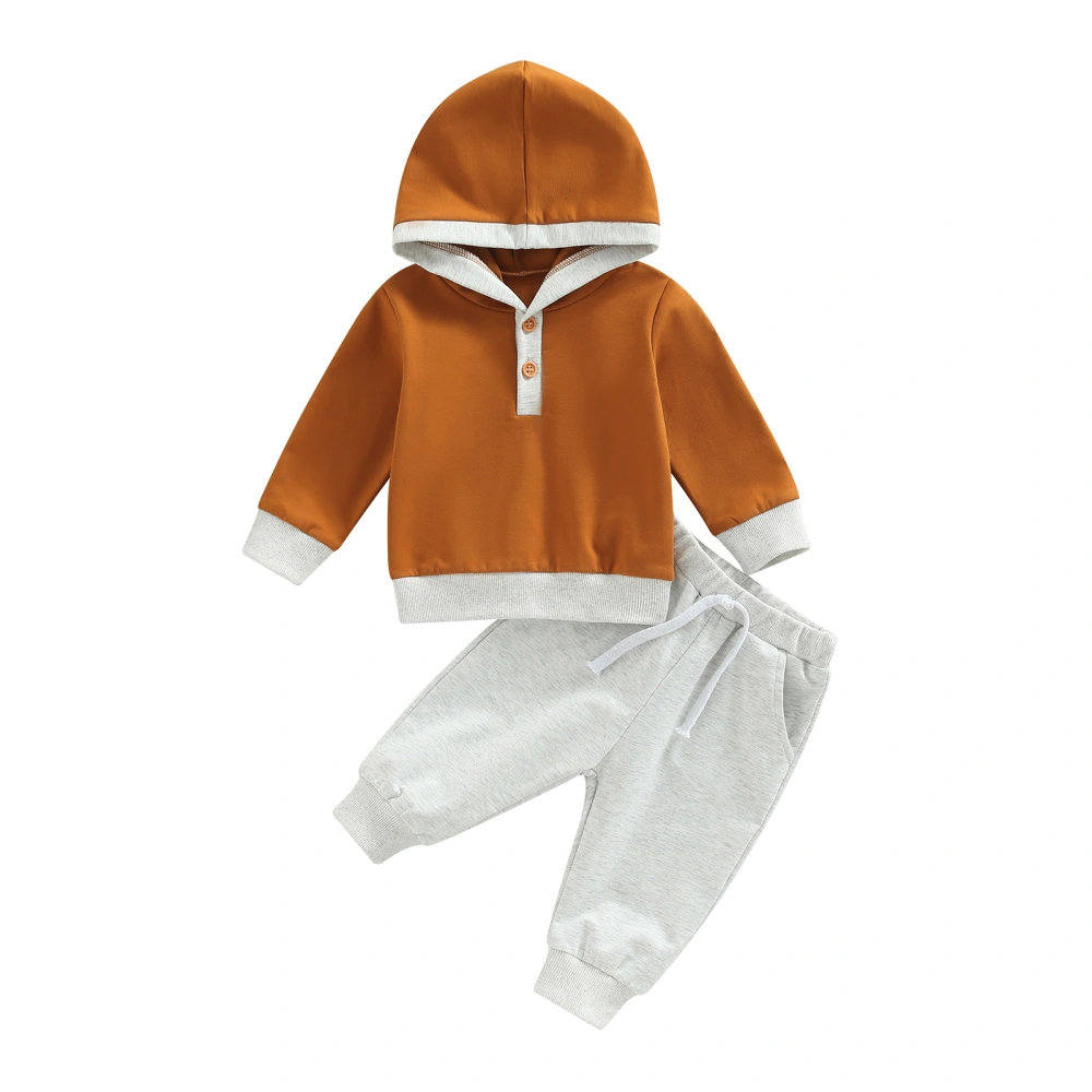 Boy Hooded Front Pocket Shirt + Casual Street Pockets Trousers 