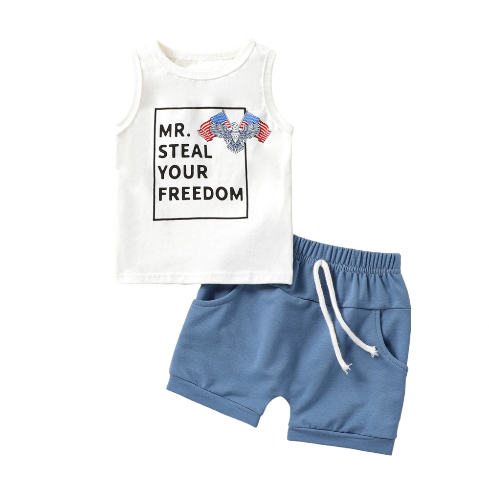 Toddler Boys 4th of July Outfits, Eagle Print Tank Tops + Shorts Set