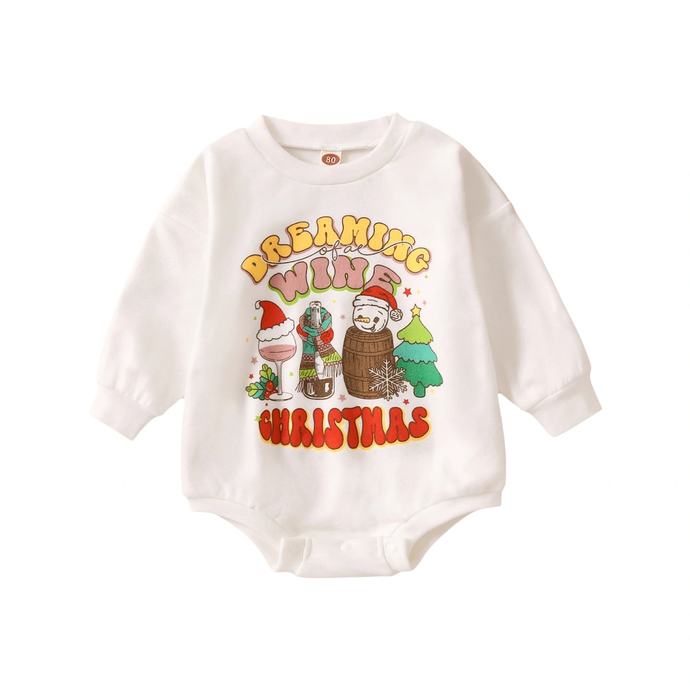 Baby Christmas Romper Letter Christmas Tree Cactus Print Jumpsuits