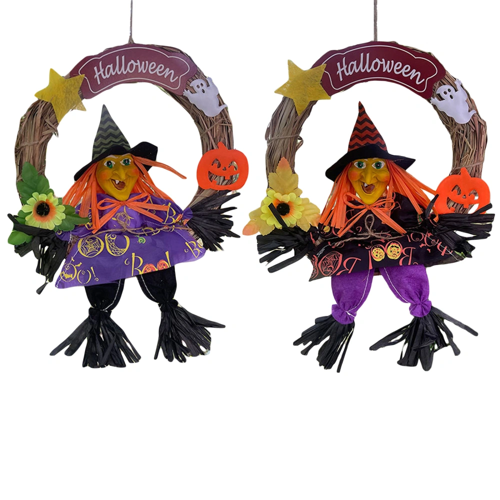 Scarecrow Wreath Sign Hanging Scarecrow Witch Ornament Garland