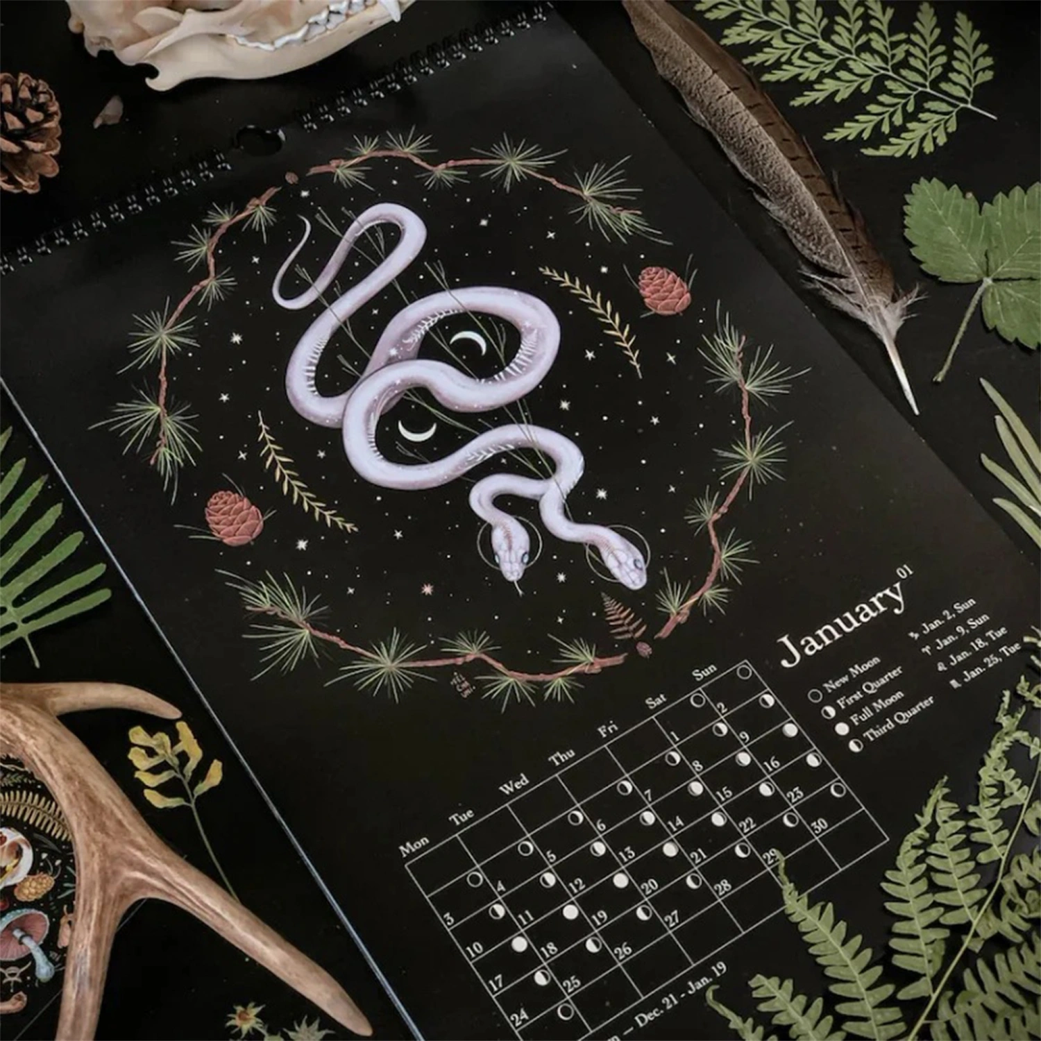 Dark Forest Lunar Calendar Full Year Fascinating Paintings Calendar 