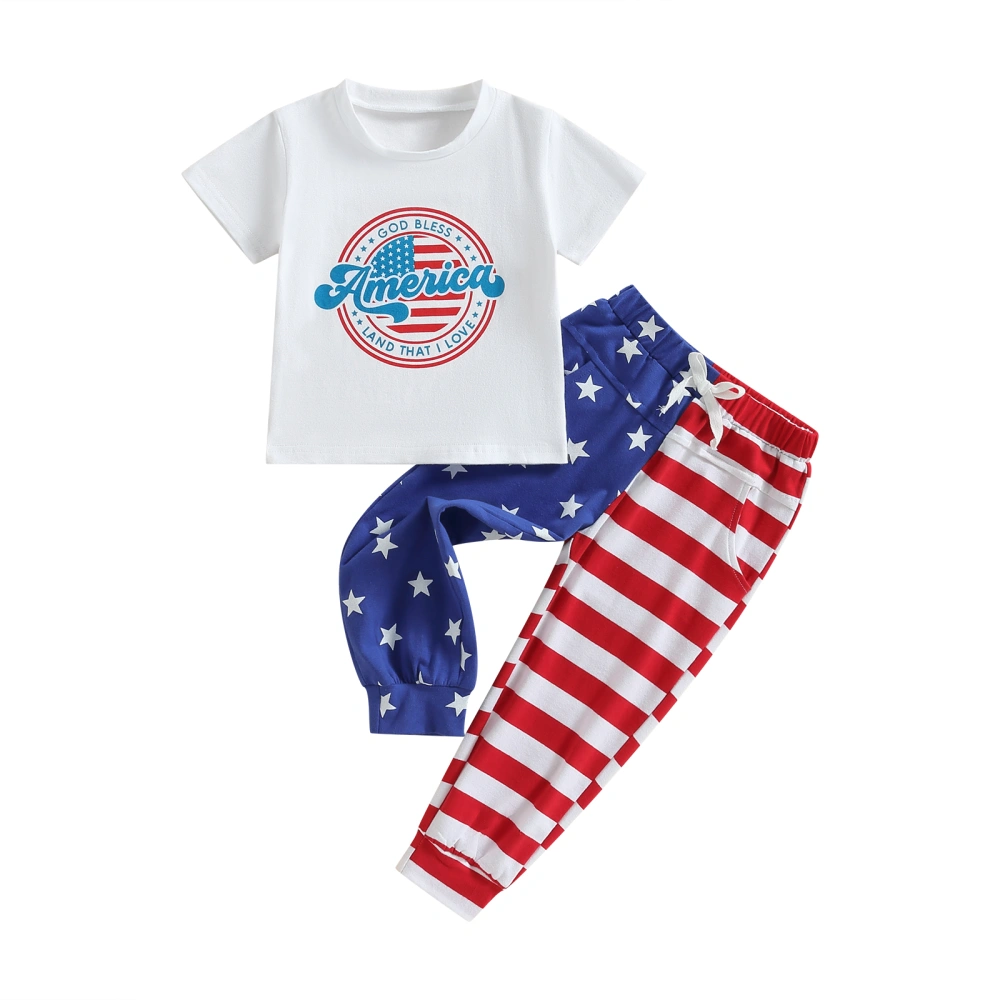 Independence Day Baby Clothes Suits Letter Print T-Shirts Long Pants