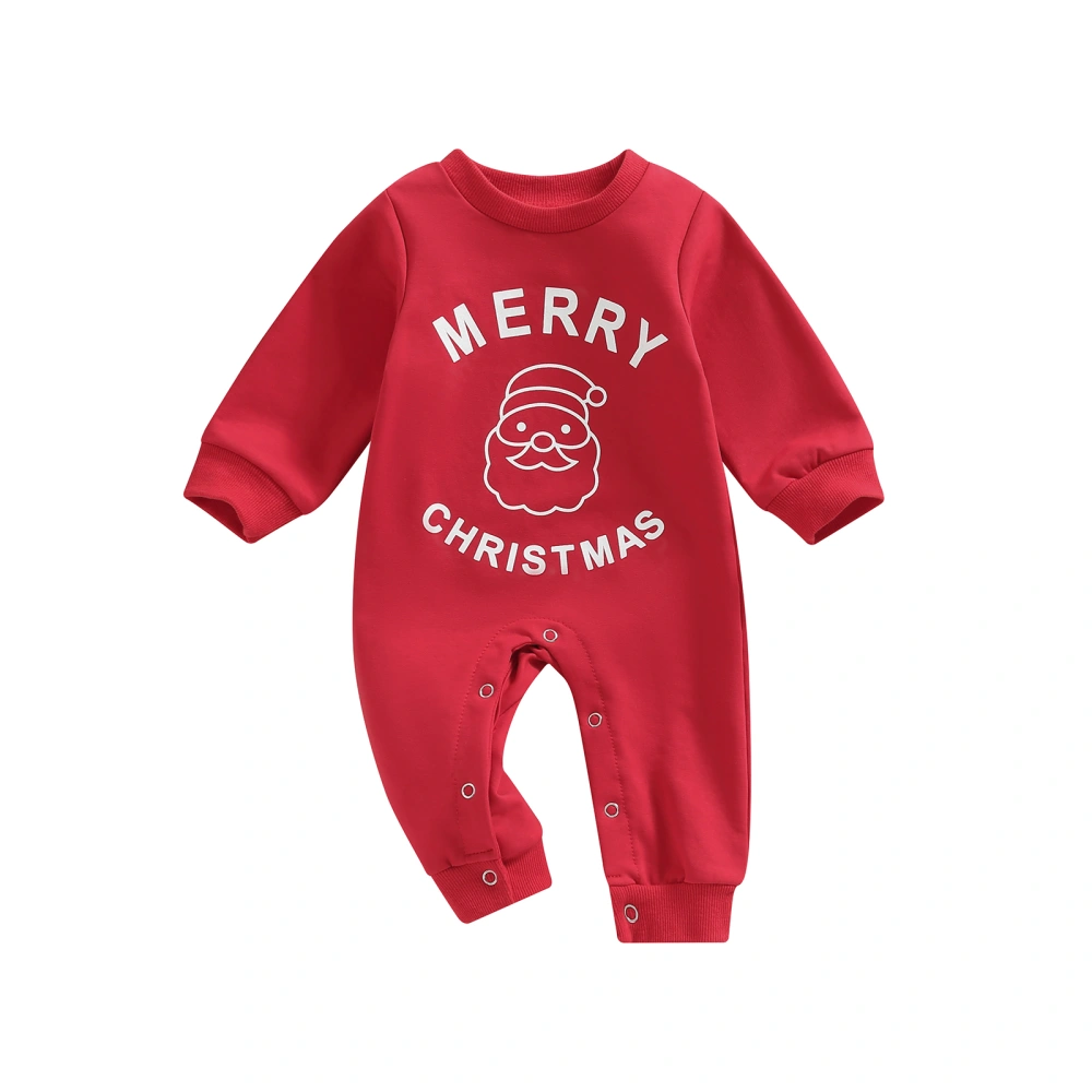 Baby Girl Boy Christmas Long Sleeve Letter Santa Claus Print Romper