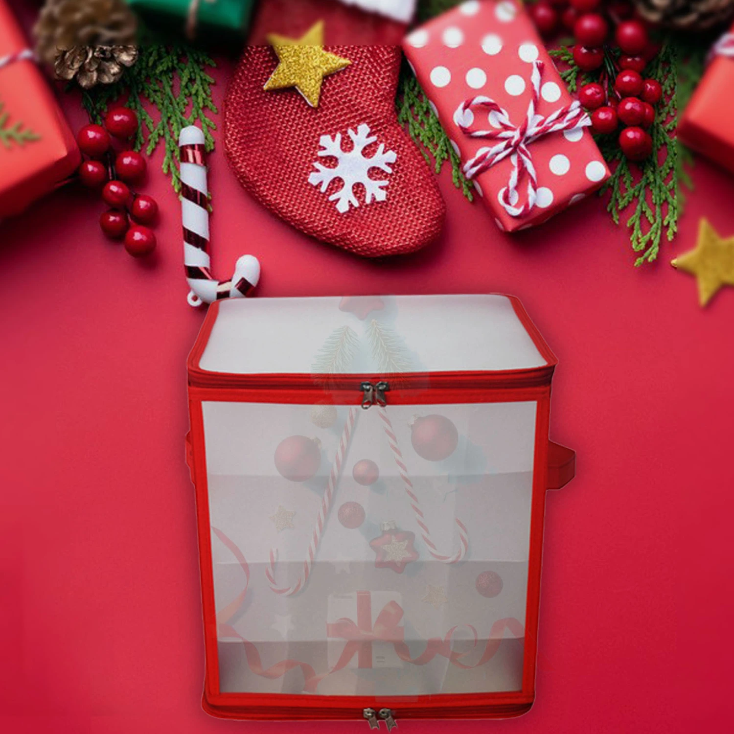 Christmas Ornament Storage Box, 64 Grid Balls Decor Storage Bin