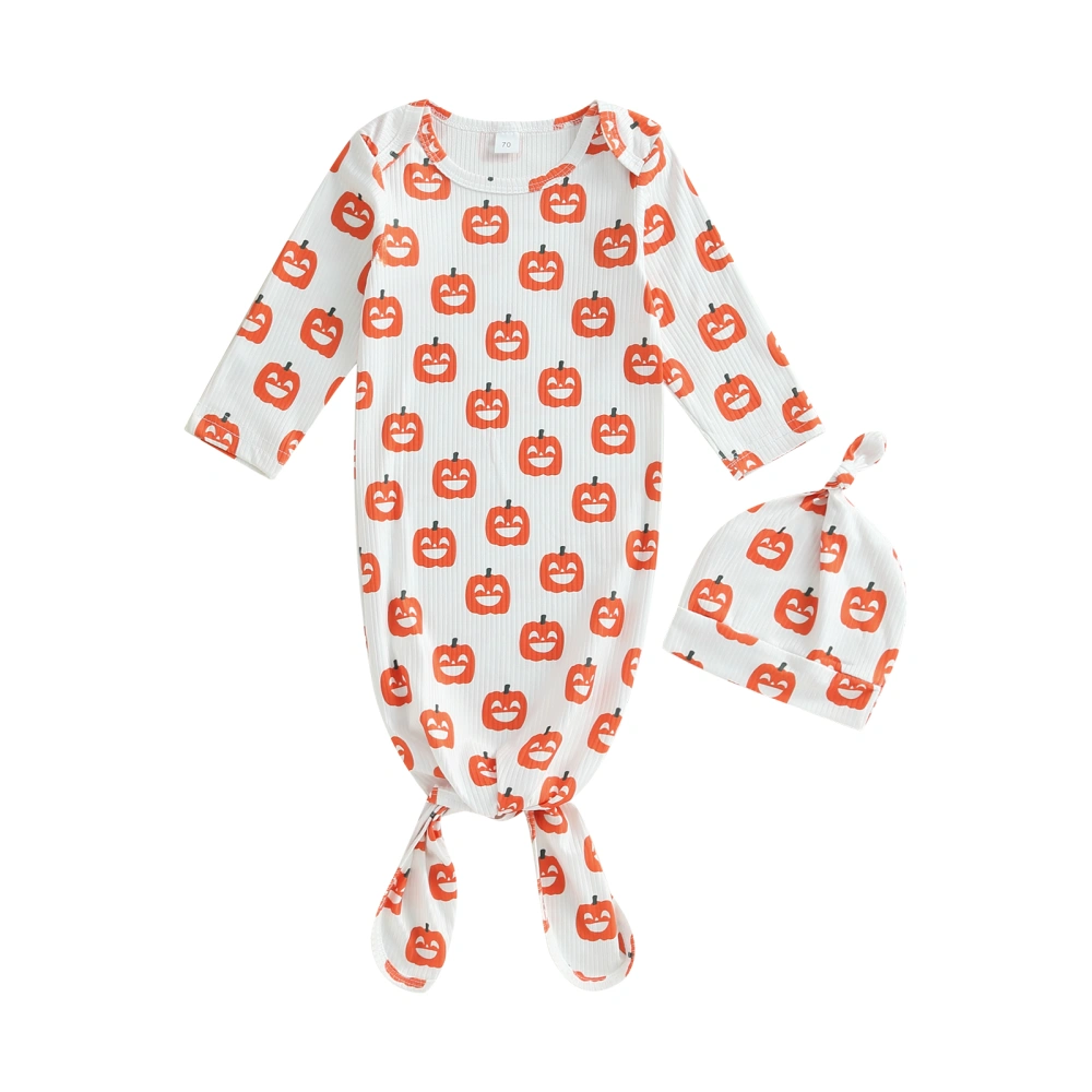 Newborn Halloween Sleeping Bags Pumpkin Print Swaddle with Hat