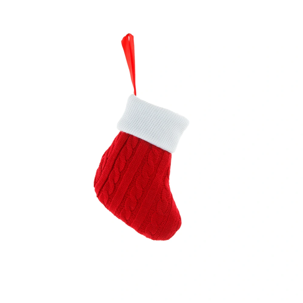 Knit Christmas Stockings, Candy Bag Hanging Decor for Party Gift