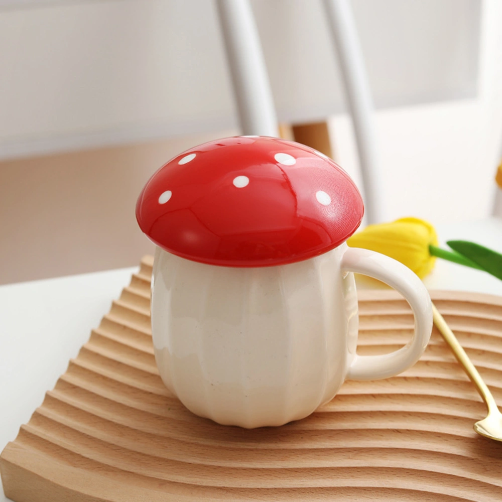 Mushroom Mug, Cute Ceramic Milk Coffee Cup with Lid Ideal Gift