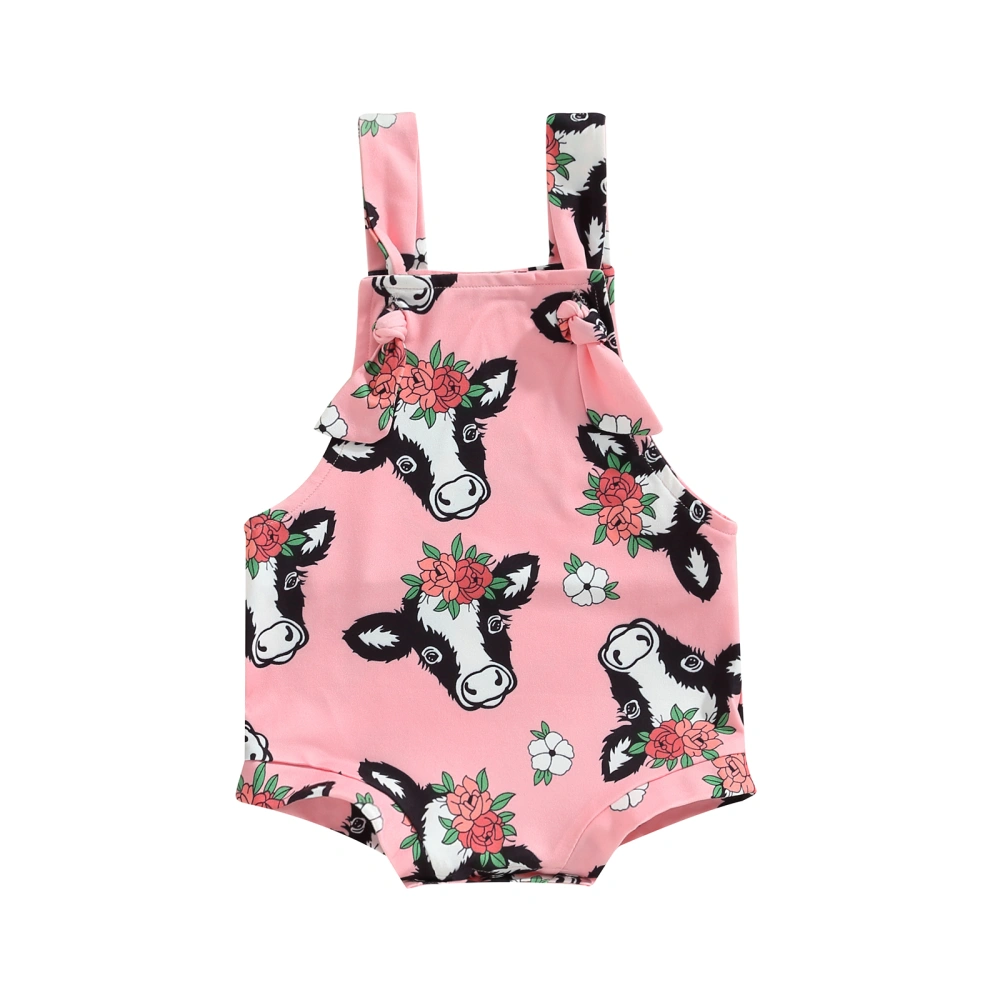 Baby Girls Romper, Sleeveless Cow Print Infant Bodysuit Summer Clothes