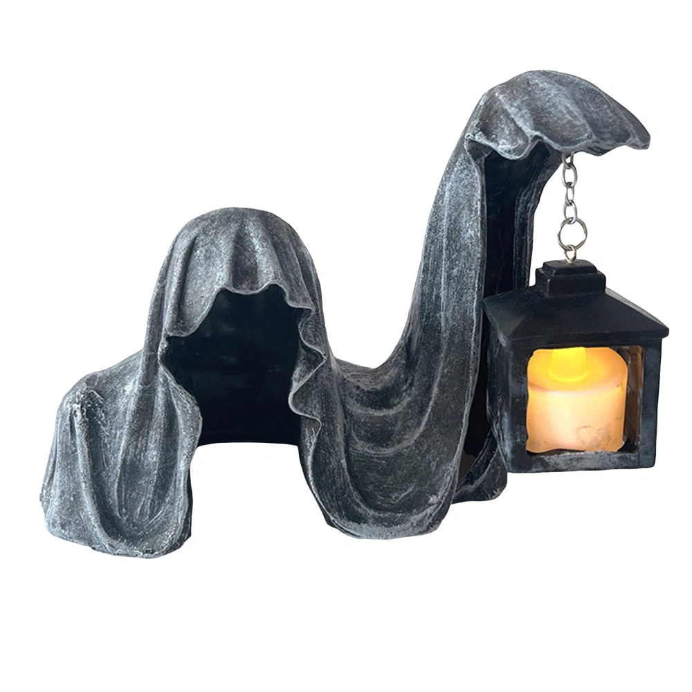 Creepy Grim Reaper Statue Hell Messenger Ghost with Lantern Sculpture