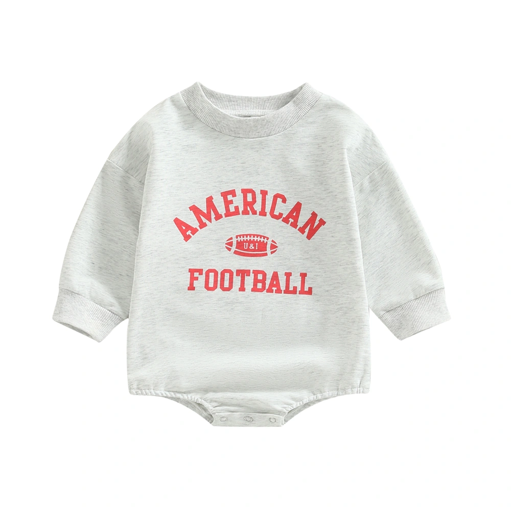 Baby Boys Autumn Long Sleeve O Neck Letter Rugby Print Playsuit