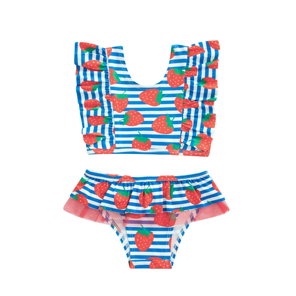 Kids Girls 2 Pieces Bikini Set, Print Tank Tops + Shorts Swimwear