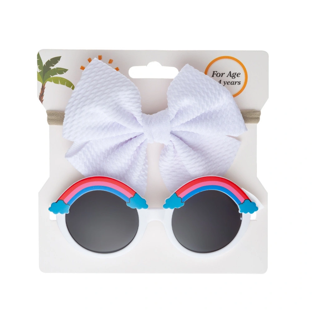 Baby Sunglasses Set, Anti-UV Rainbow Sunglasses and Bow Headband