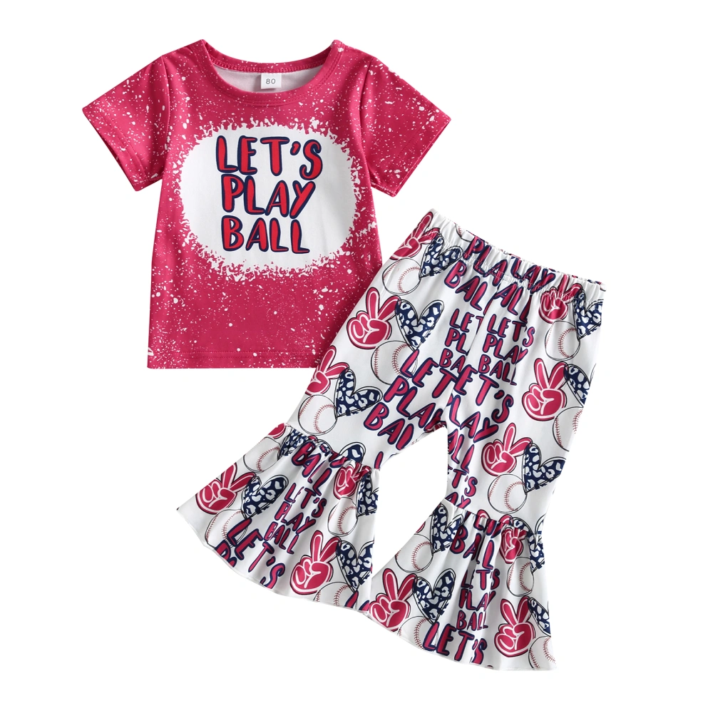 Kids Girls Summer 2-Piece Outfits Letter Print T-Shirt and Flare Pants