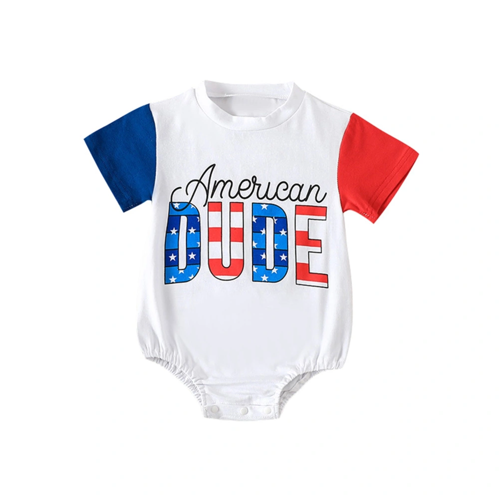 Independence Day Infant Romper Baby Boys Girls Contrast Color Bodysuit