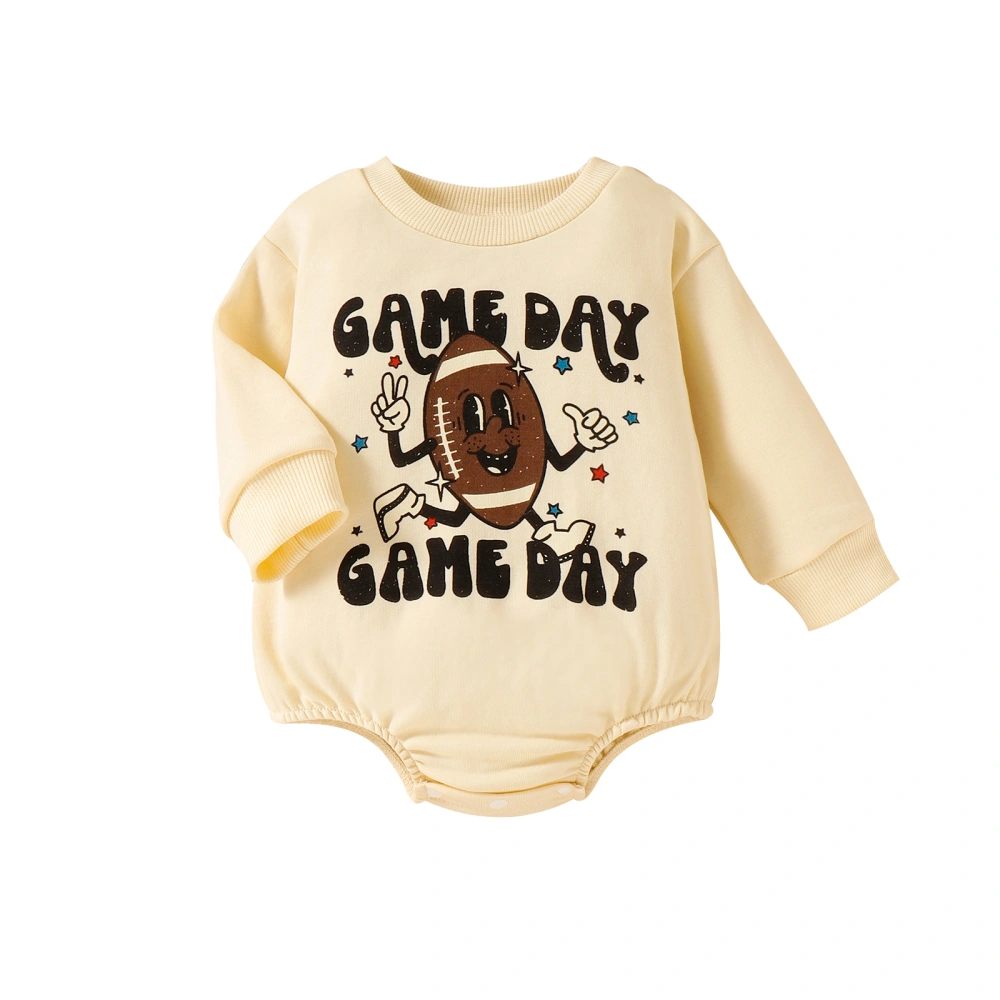 Infant Girls Boys Romper Letter Rugby Print Long Sleeve Jumpsuits