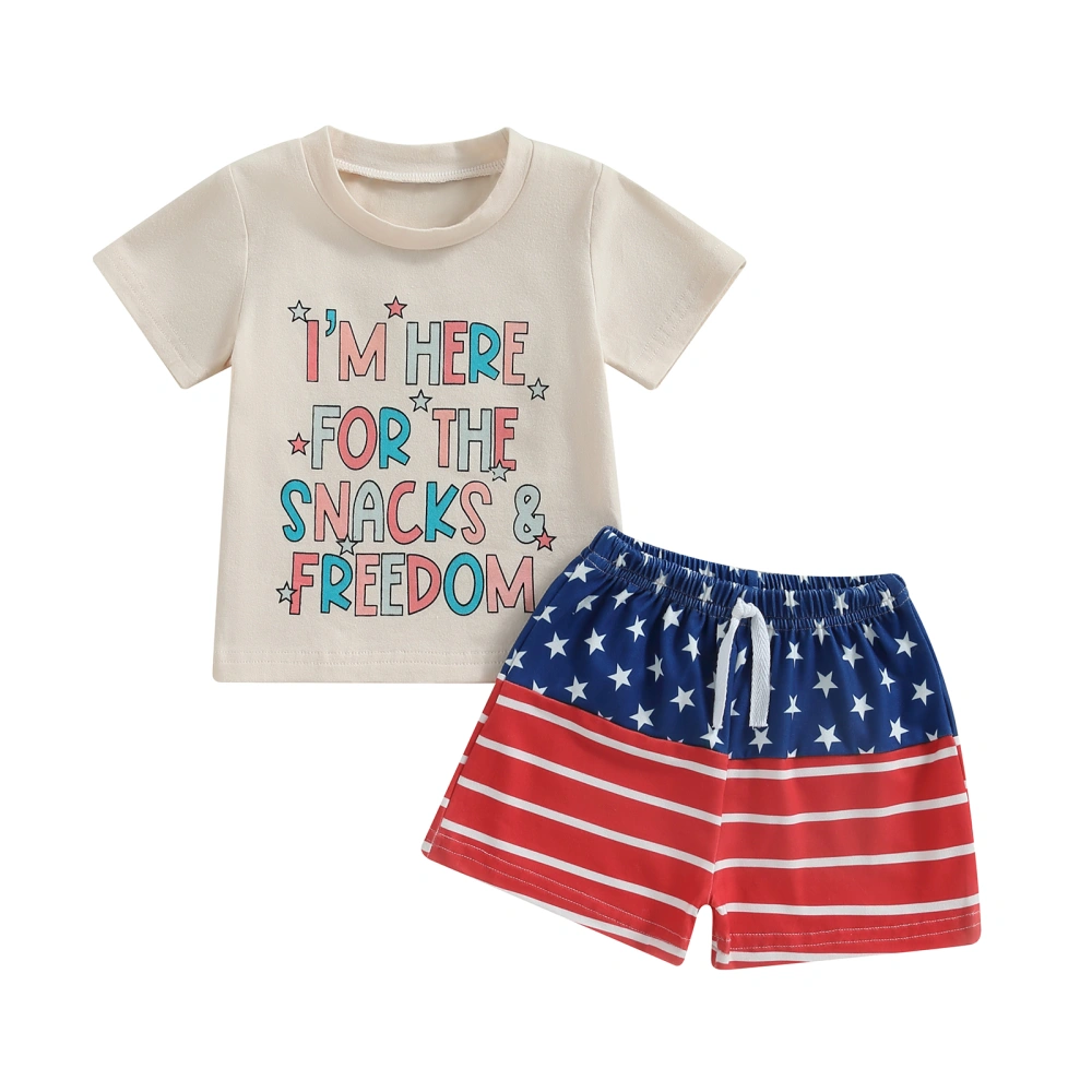 Toddler Boys 4th of July Outfits, T-Shirt + Stars Stripes Shorts Set