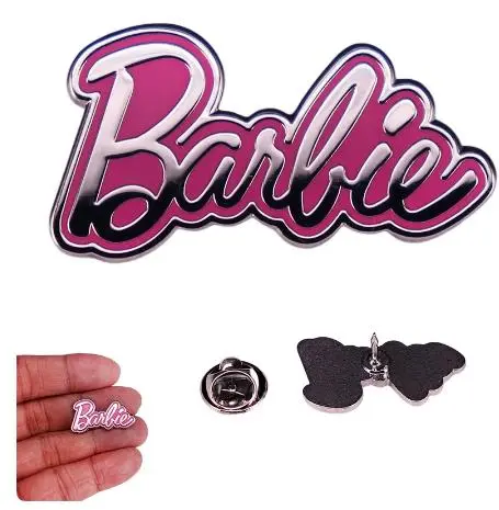 Barbie Letter Brooch Pink Kawaii Pins Badges for Coat, Hat Gifts