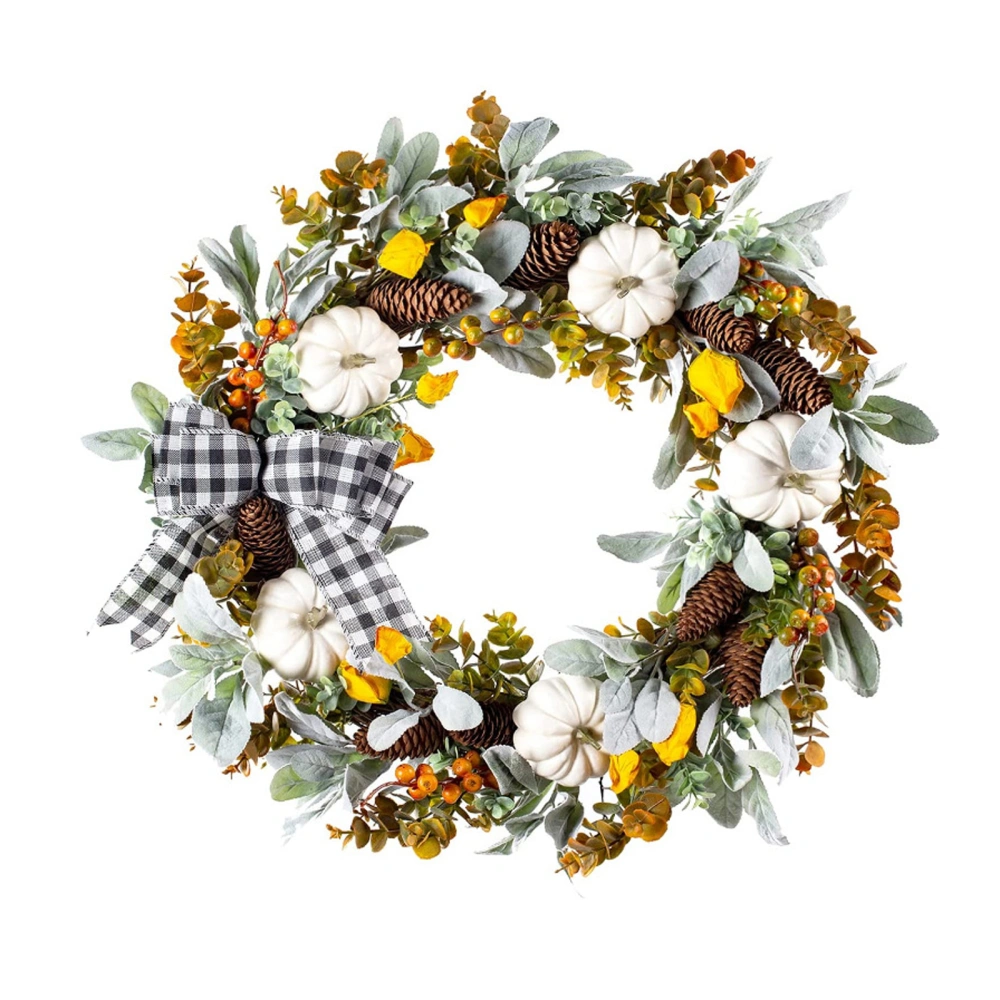 Artificial Pumpkin Wreath Front Door Garland, 45cm Fall Wreath