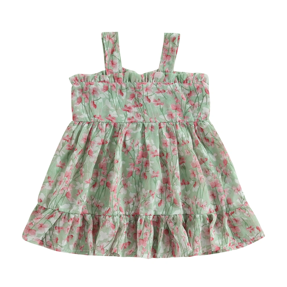 Baby Girls Floral Chiffon Dress Summer Princess Sleeveless Dress