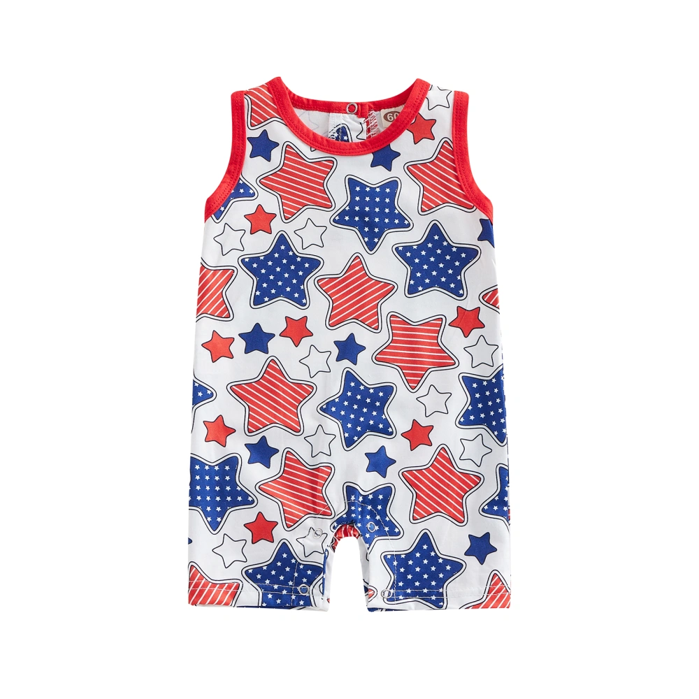 Independence Day Baby Boys Jumpsuit Stars Stripes Sleeveless Romper 