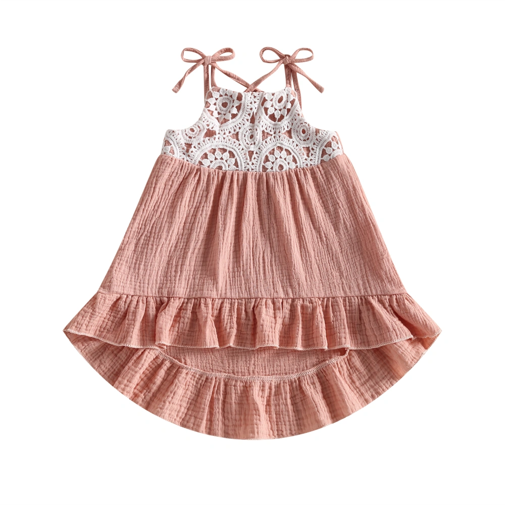 Toddler Girls Summer Sleeveless Backless Lace Tie Up Sling Dress