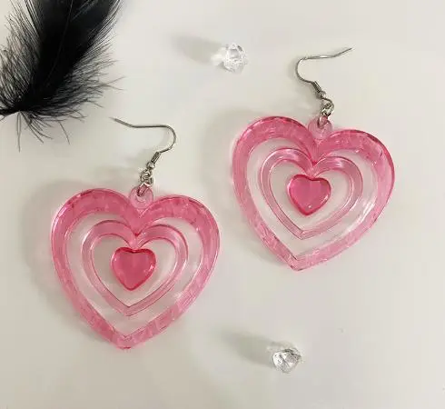 Women Heart Dangle Earrings Elegant Barbie Drop Earrings Jewelry