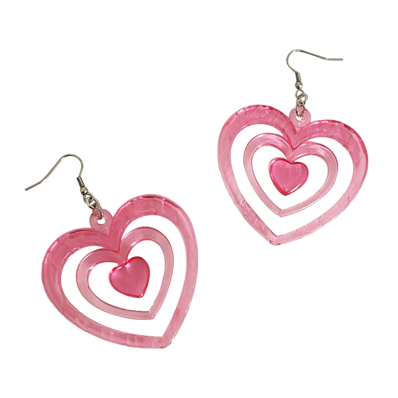 Women Heart Dangle Earrings Elegant Barbie Drop Earrings Jewelry