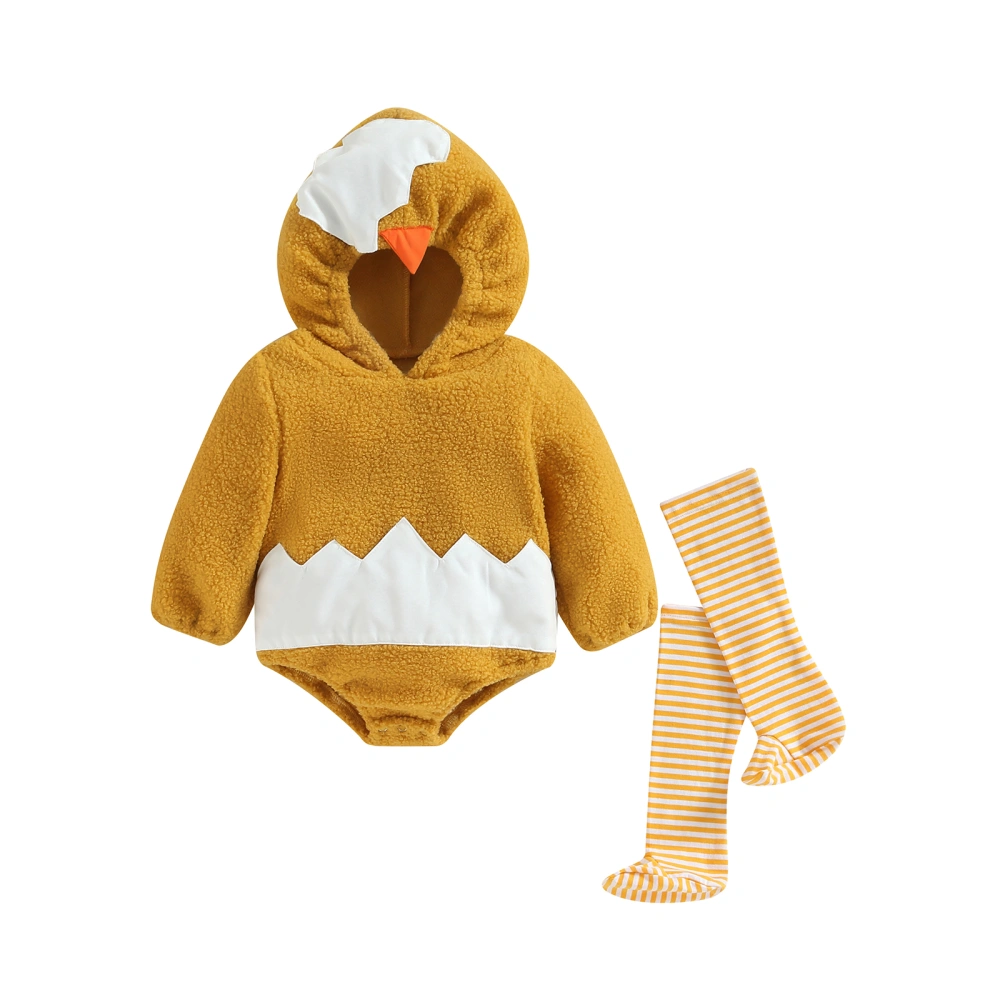 Baby Hoodies Rompers Chick Shape Hooded Jumpsuits with Stockings