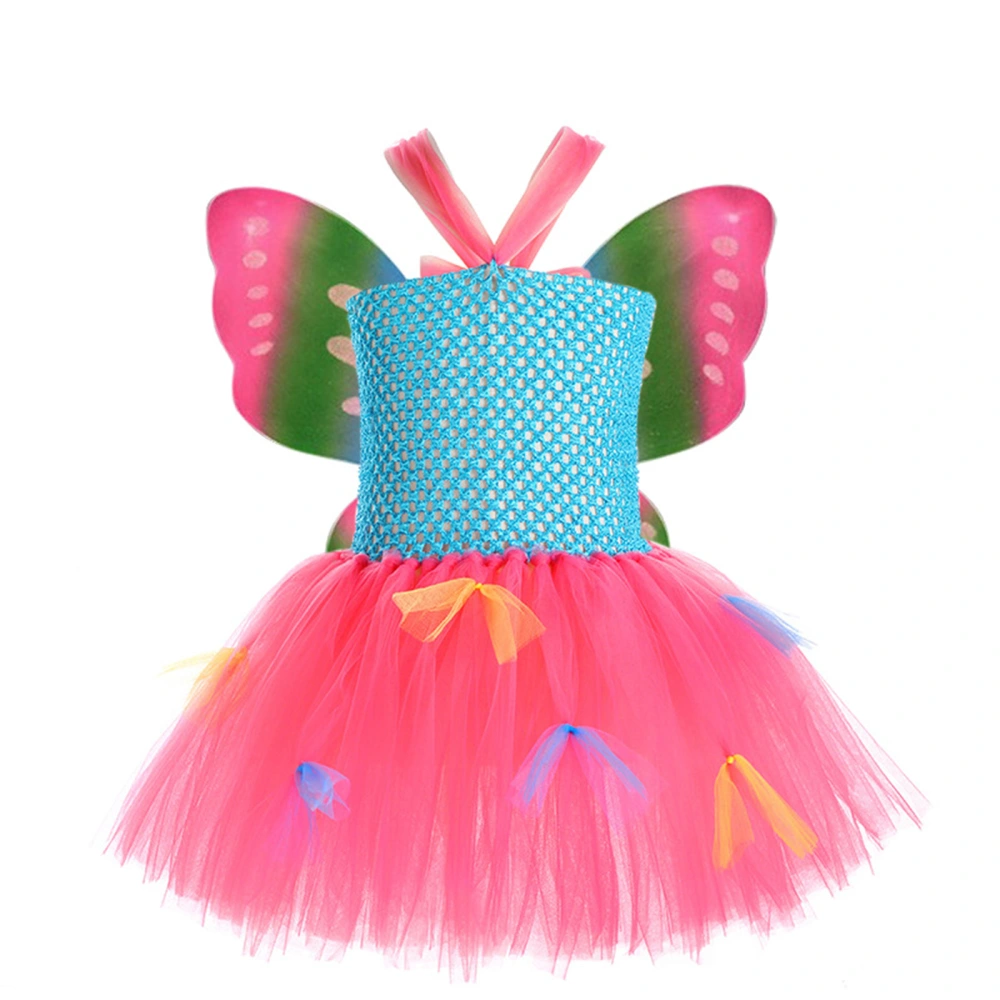 Kid's Girl Cosplay Costumes, Sleeveless Patchwork Dress + Wing Set