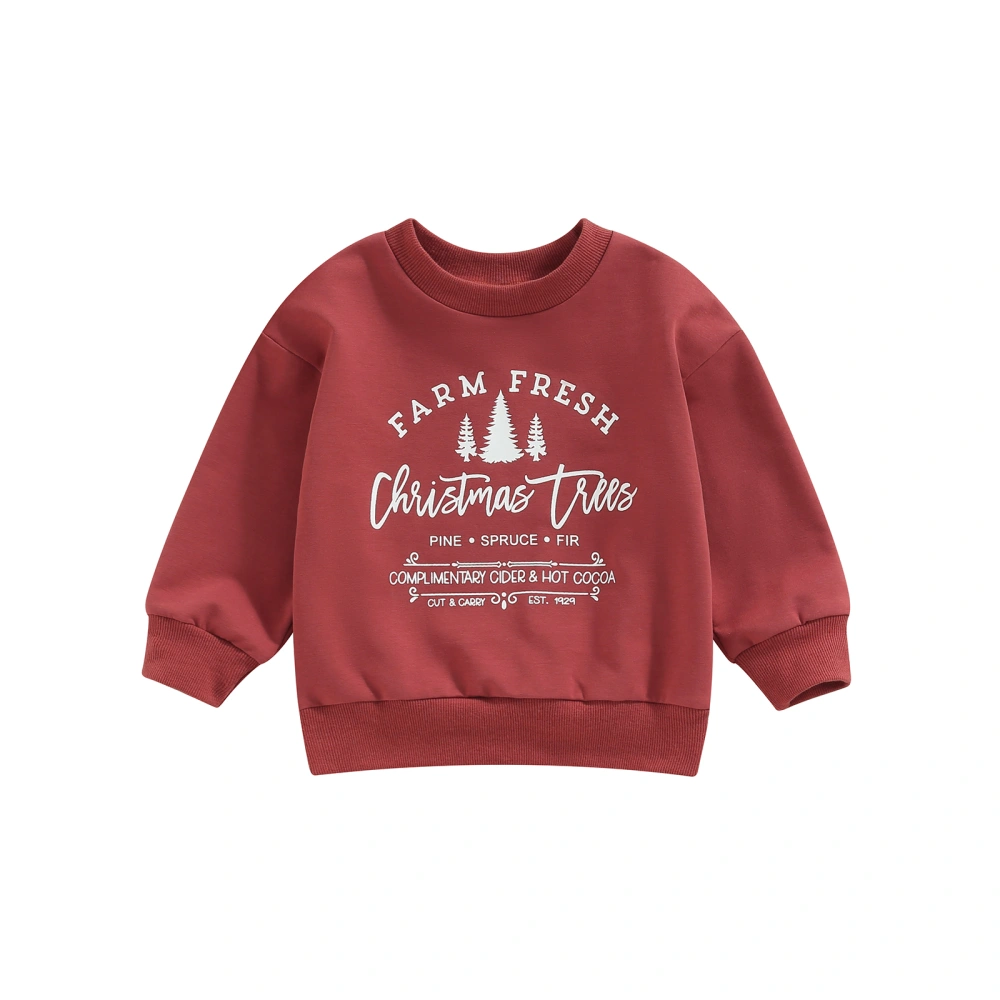 Toddler Letter Christmas Tree Print Long-Sleeved O-Neck Sweatshirt