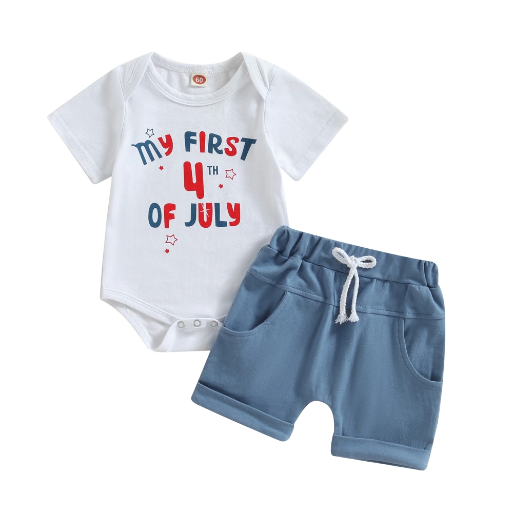 Independence Day Baby Jumpsuit Set Letter Printed Romper and Shorts