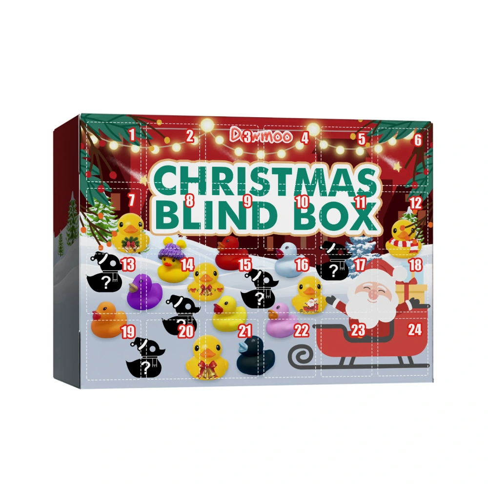 Christmas Advent Calendar 24 Compartment Countdown Blind Box Duck Toys