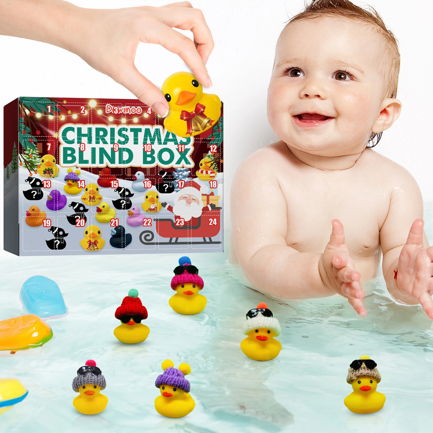 Christmas Advent Calendar 24 Compartment Countdown Blind Box Duck Toys