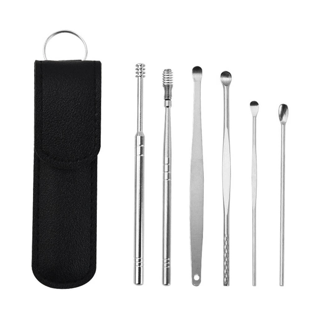 Stainless Steel Ear Pick with PU Storage Bag, Hanging Hole Tool