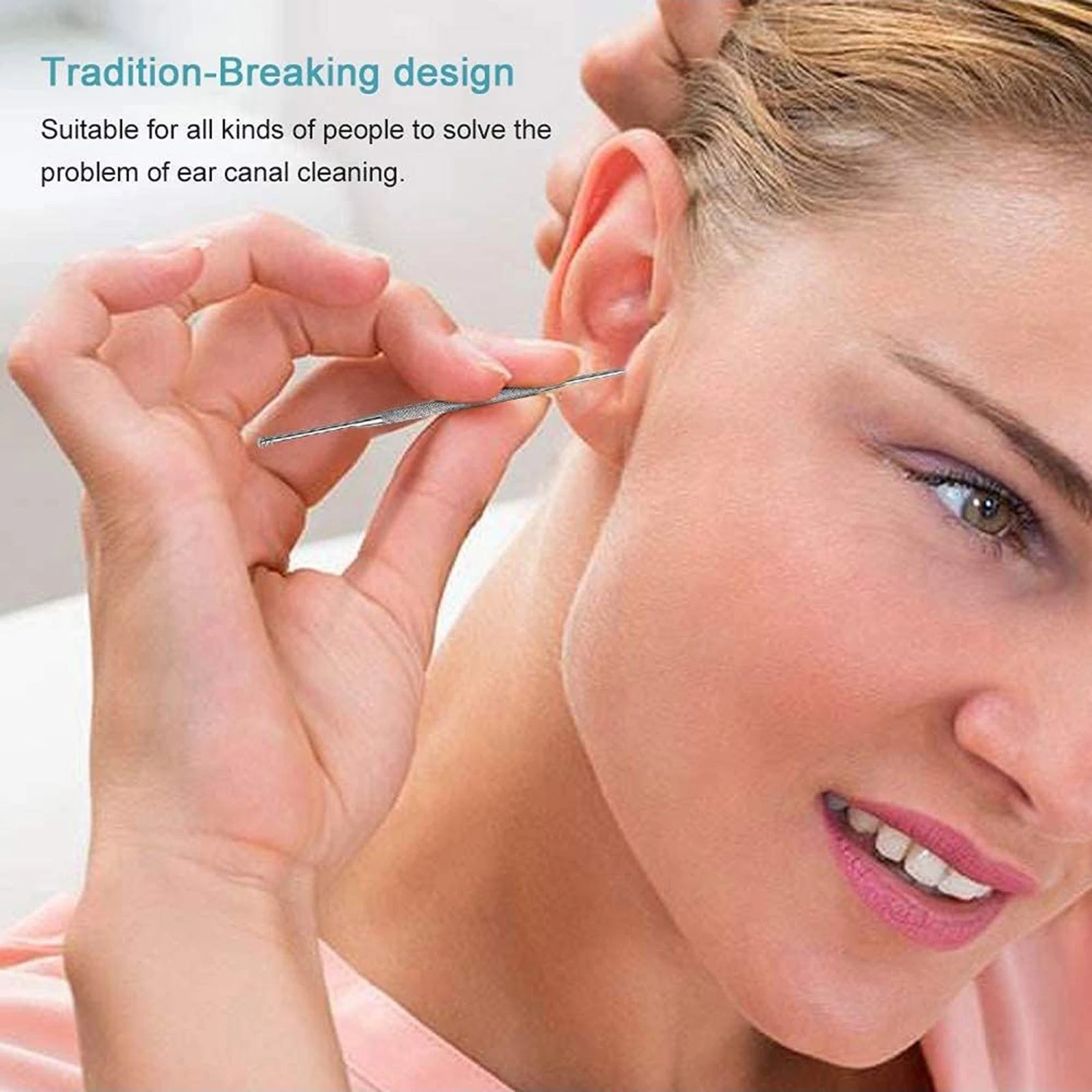 Stainless Steel Ear Pick with PU Storage Bag, Hanging Hole Tool