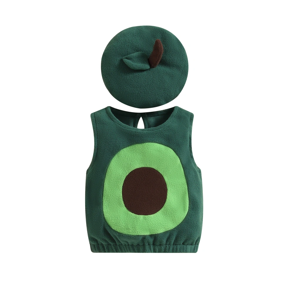 Baby Avocado Halloween Costume Sleeveless Patchwork Vest with Hat