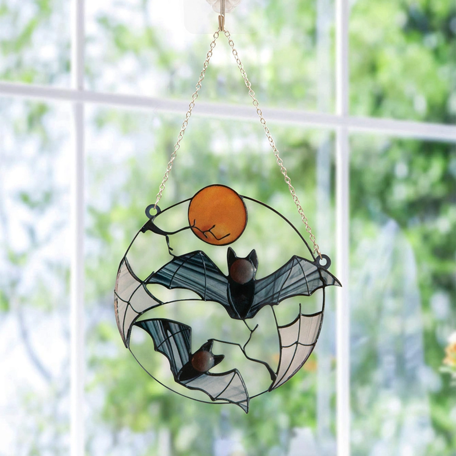 Bat Stained Glass Window Hangings Halloween Bat Suncatcher Decoration