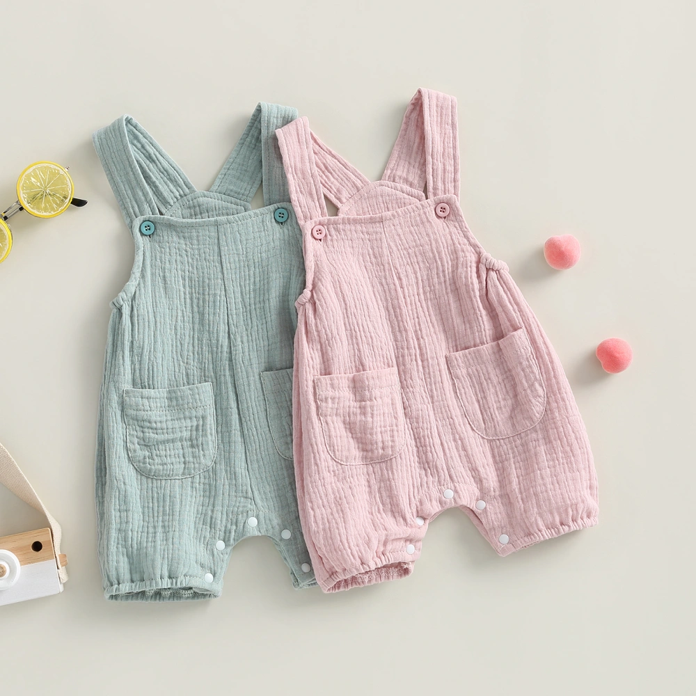 Baby Summer Suspenders Jumpsuit Sleeveless Romper with Pockets