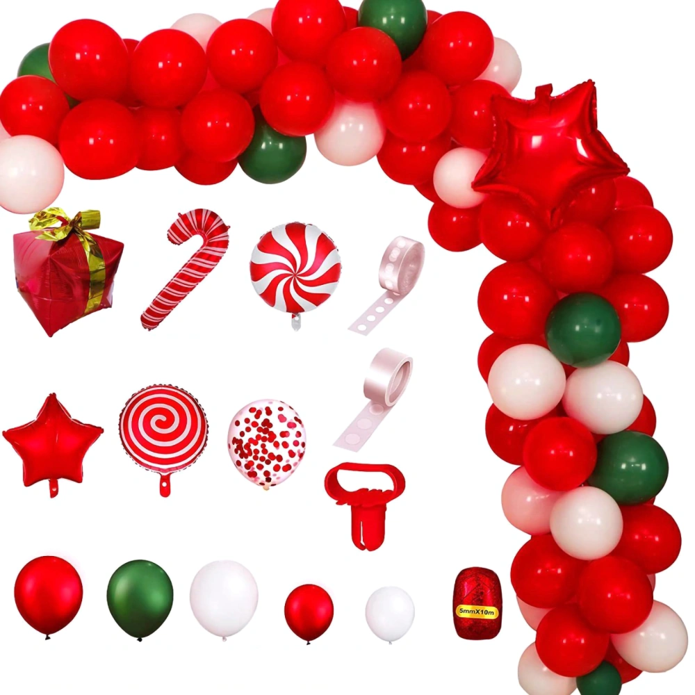 Christmas Balloon Arch Kit, Cane Lollipop Pentagram Latex Balloons