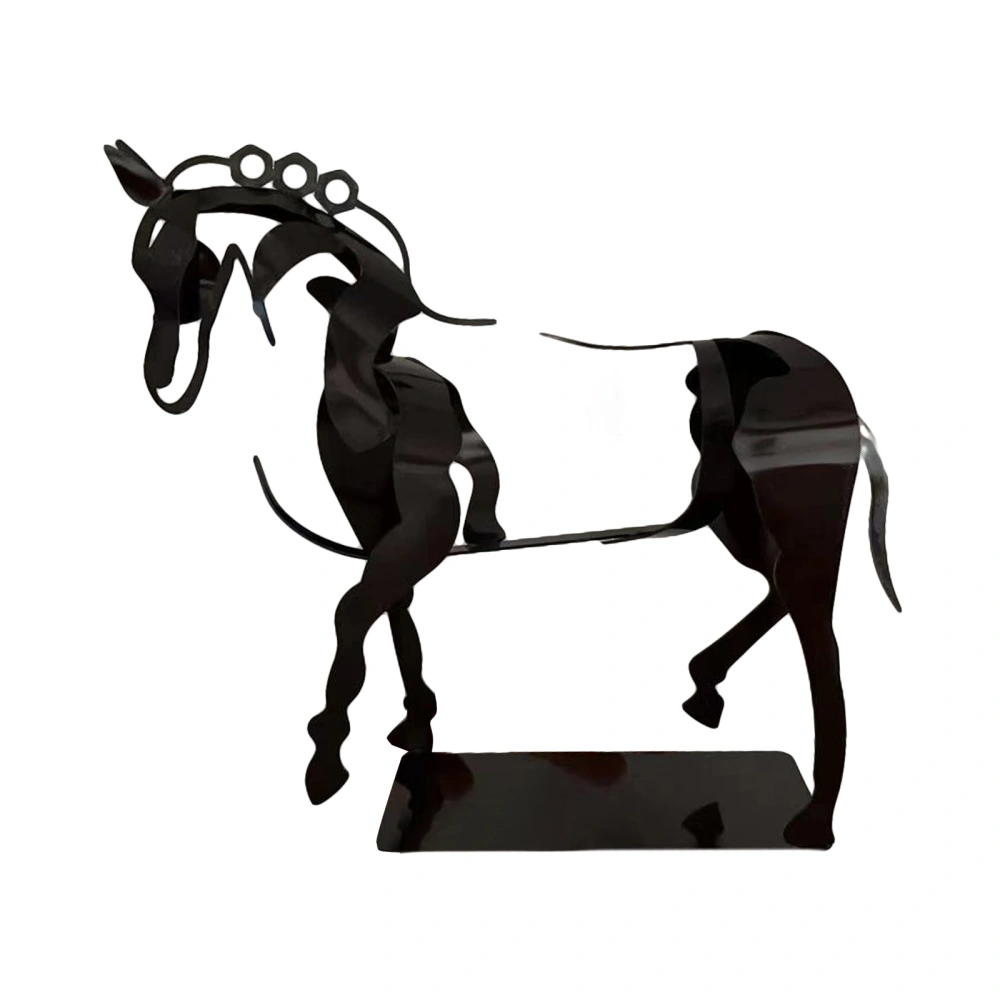 Handmade Horse Sculpture Black Wrought Iron Luminous Ornament