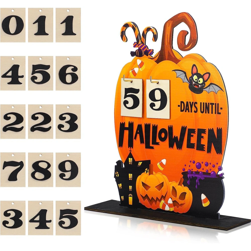 Halloween Countdown Calendar, Pumpkin Wooden Desk Calendar Gift