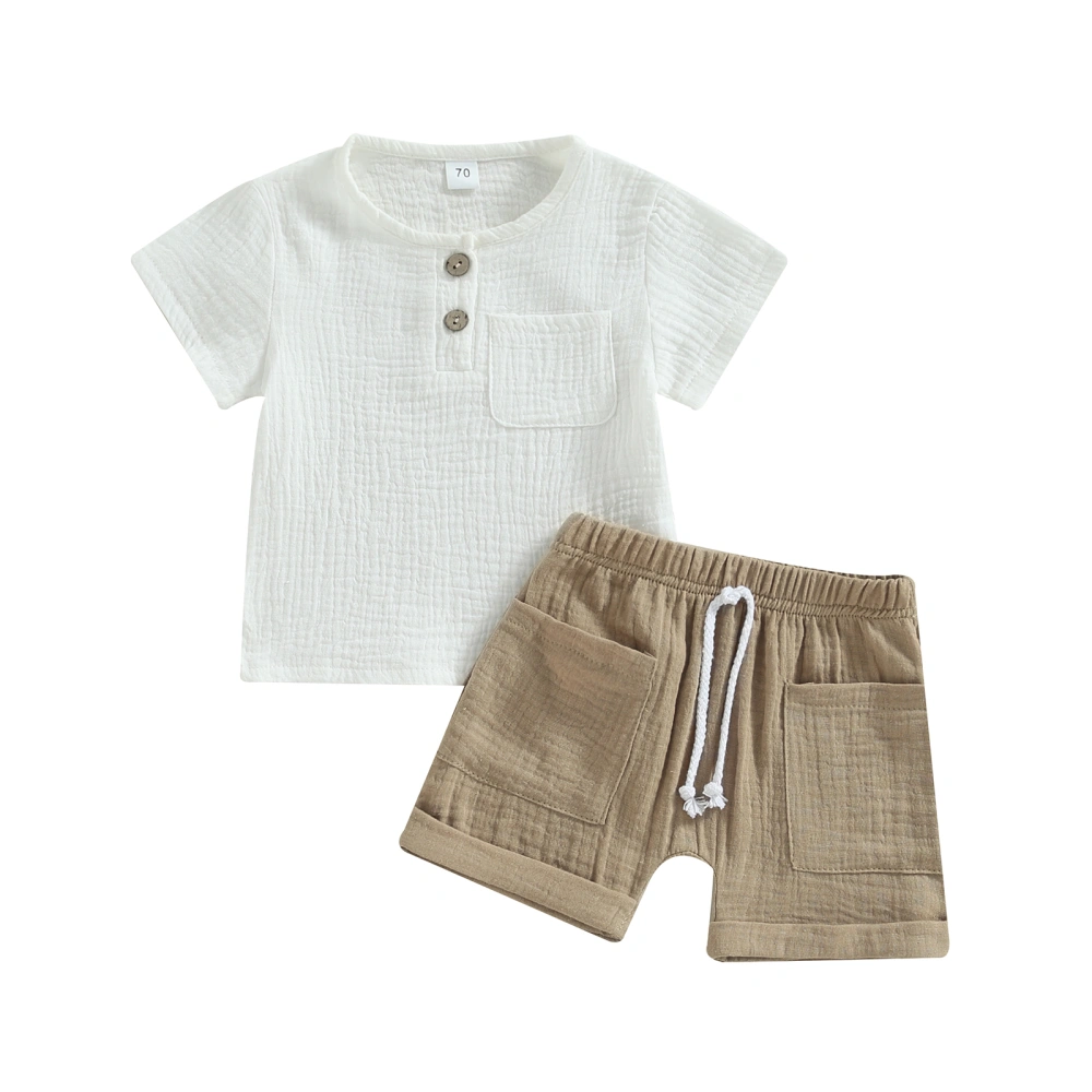 Baby Boys Summer 2-piece Outfits T-shirt with Breast Pocket and Shorts