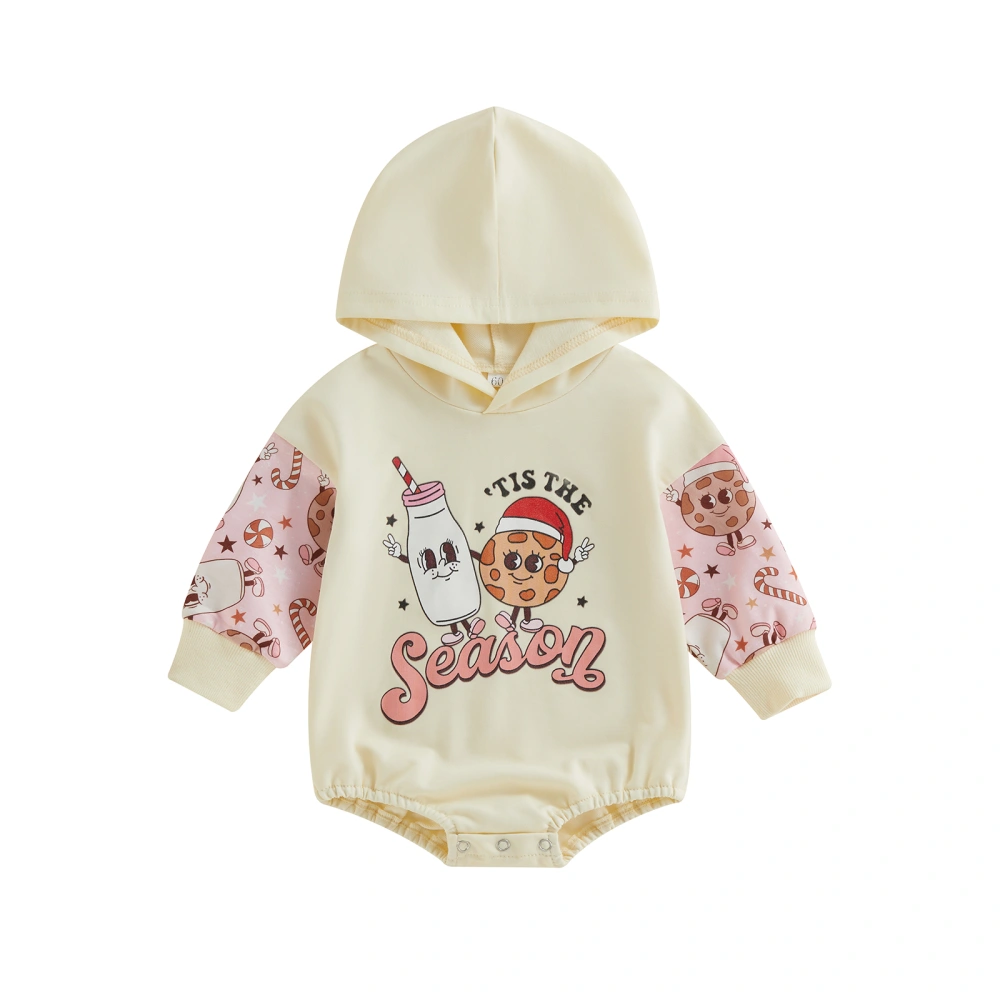 Baby Girls Christmas Romper Hooded Gingerbread Man Print Bodysuit