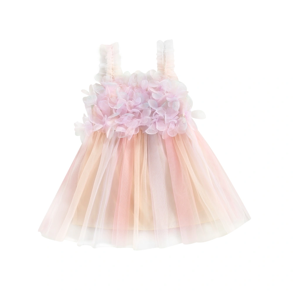 Toddler Baby Girl Tulle Dress, Sleeveless 3D Flower Princess Dress