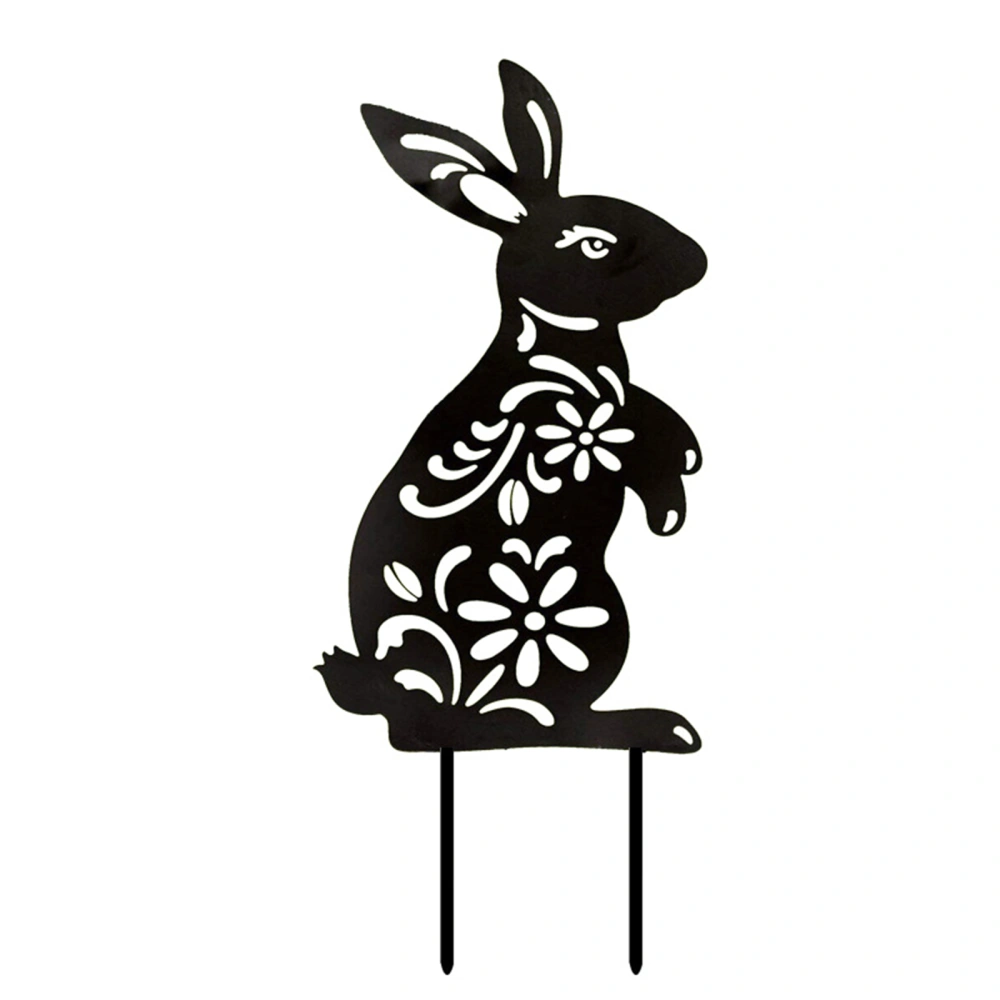 Easter Rabbit Silhouette Stake, Cute Black Bunny Garden Outdoor Decor